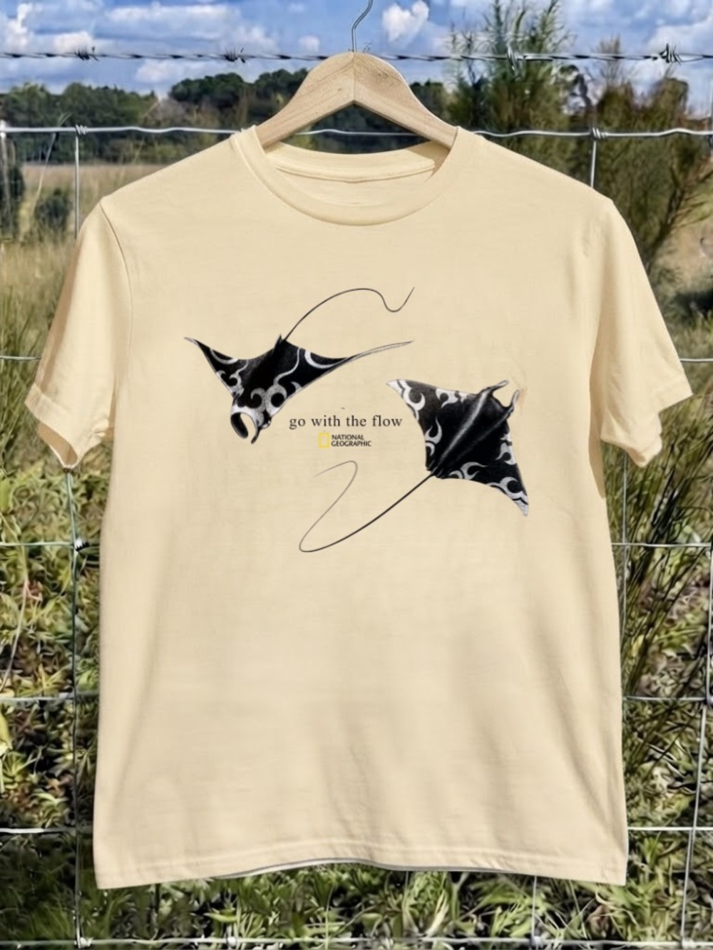 “Go With The Flow” Manta Ray Design Shirt | Underwater | National Geographic fan